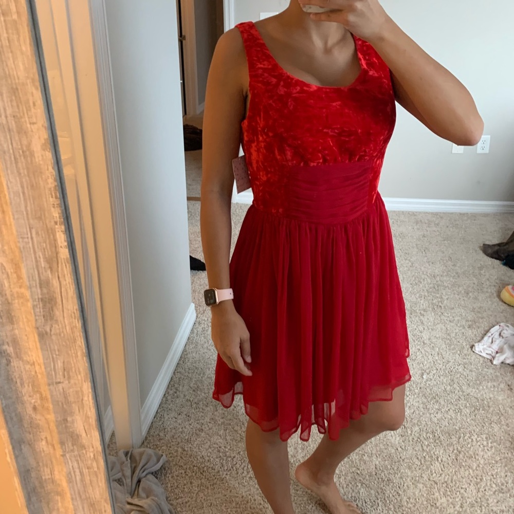Free people Red velvet flowy dress